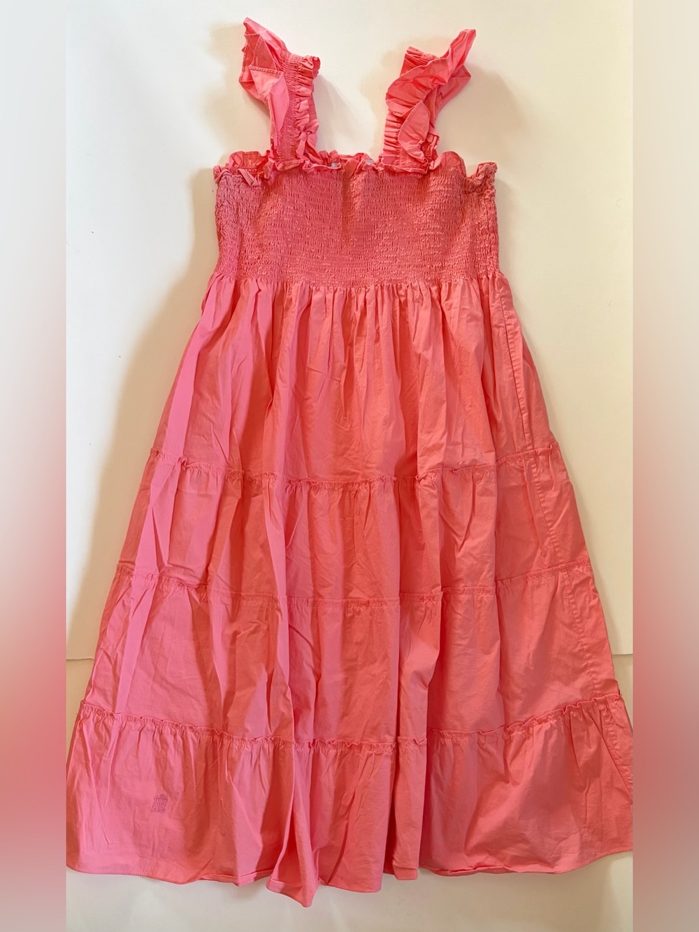 Hill House Coral-Pink Smocked Ruffle-Strap Tiered Sundress